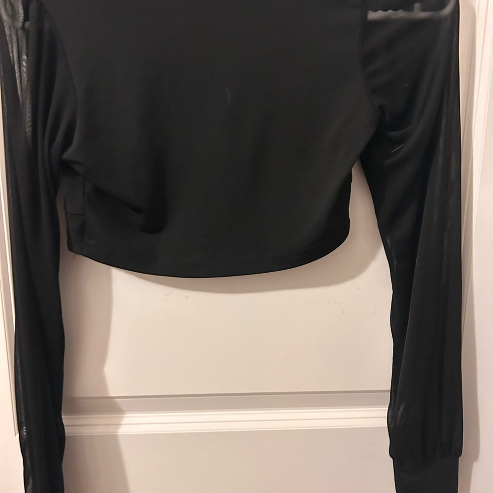 Elegant Black Long Sleeve Cropped blouse